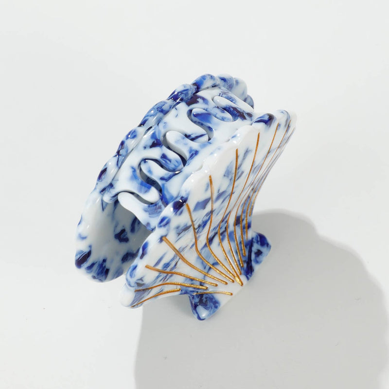 Coastal Blue Seashell | Gold Painted Seashell Claw Clip