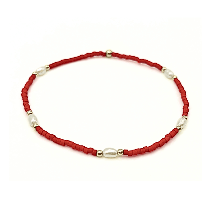 Game Day Gold-Filled &amp; Natural Rice Pearls Waterproof Bracelets