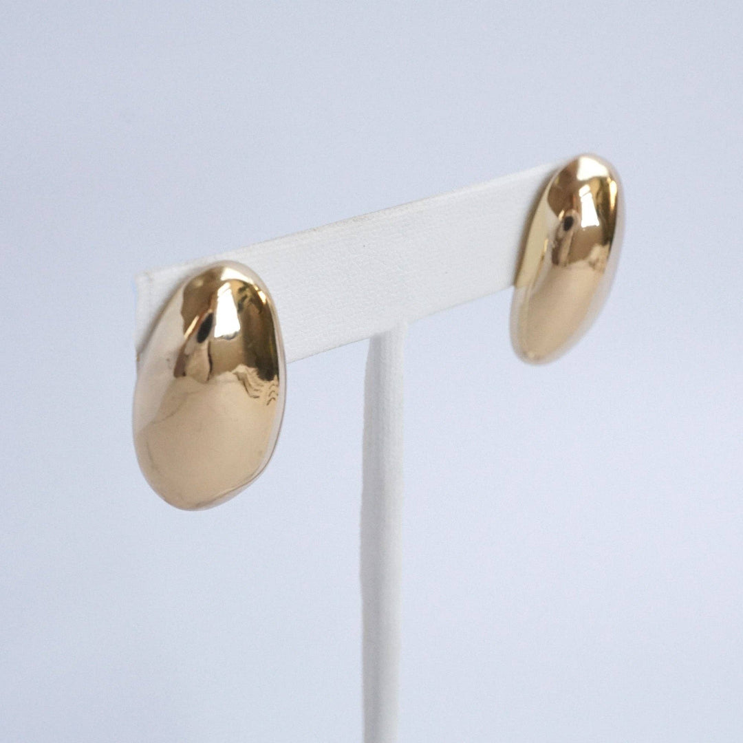 Organic Raw Oval Earrings - Gold &amp; Silver Tone