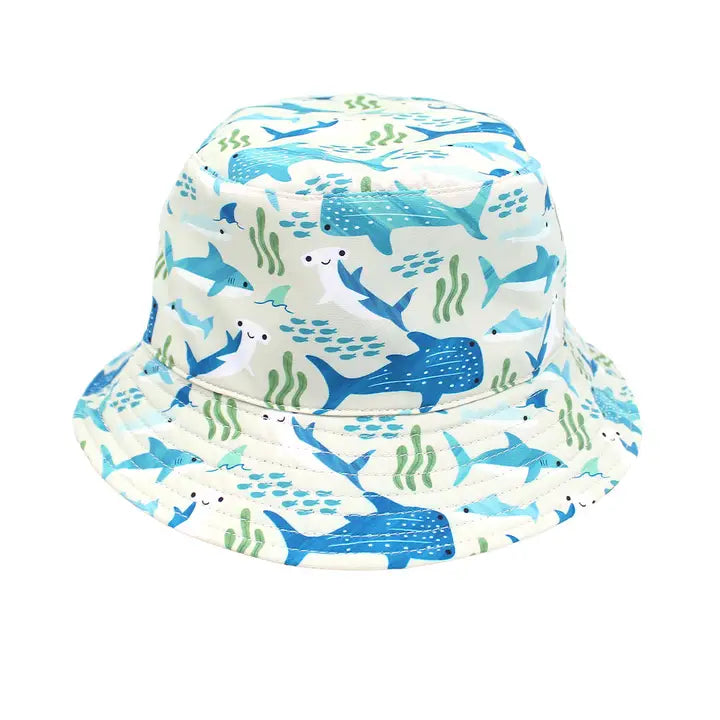 Shark Friends Ocean Blue Reversible Kids Bucket Hat - Baby