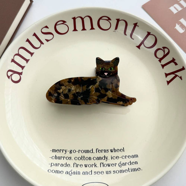 Playful Cat Hair Clip, Animal Acetate Hair Claw