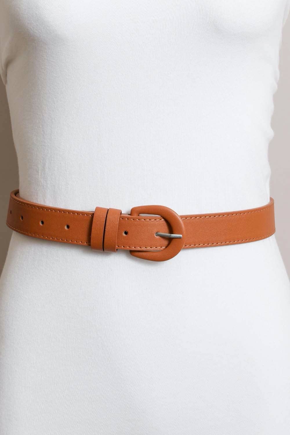 Classic Vegan Leather Belt - Stylish Round Buckle 🥋