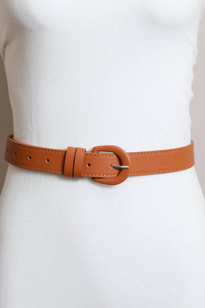 Classic Vegan Leather Belt - Stylish Round Buckle 🥋