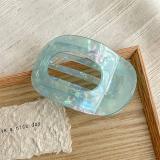 Iridescent Oval Flat Hair Claw Clip