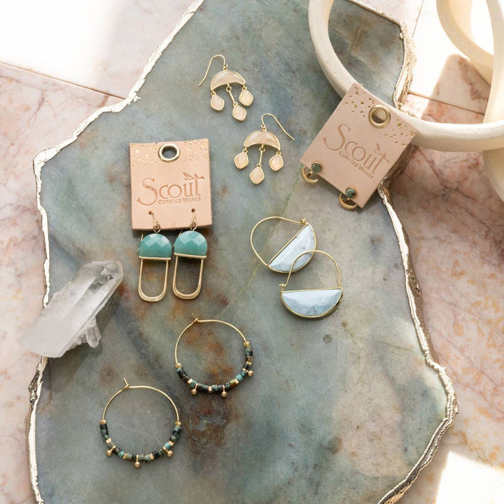 Scout Stone Disc Hoop Earring - Lapis/Silver