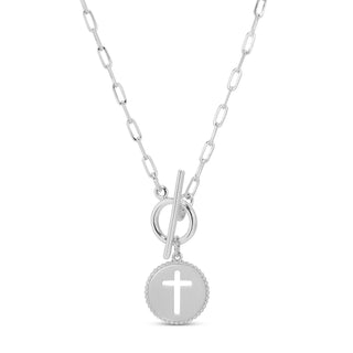 Splendid Iris Cross Paperclip Toggle Necklace