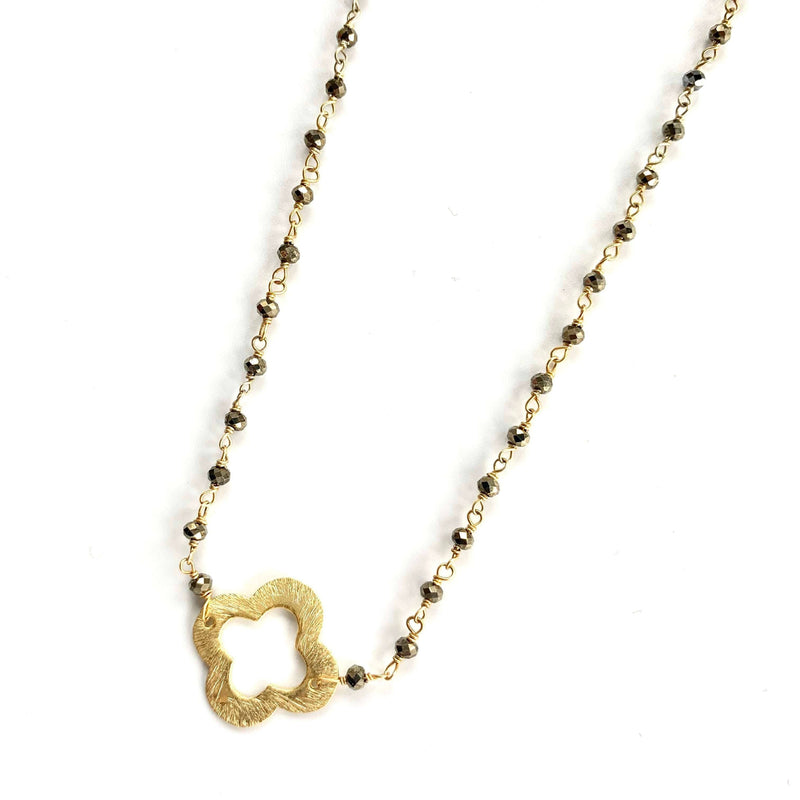 Erin Gray Pyrite + Clover Short Necklace
