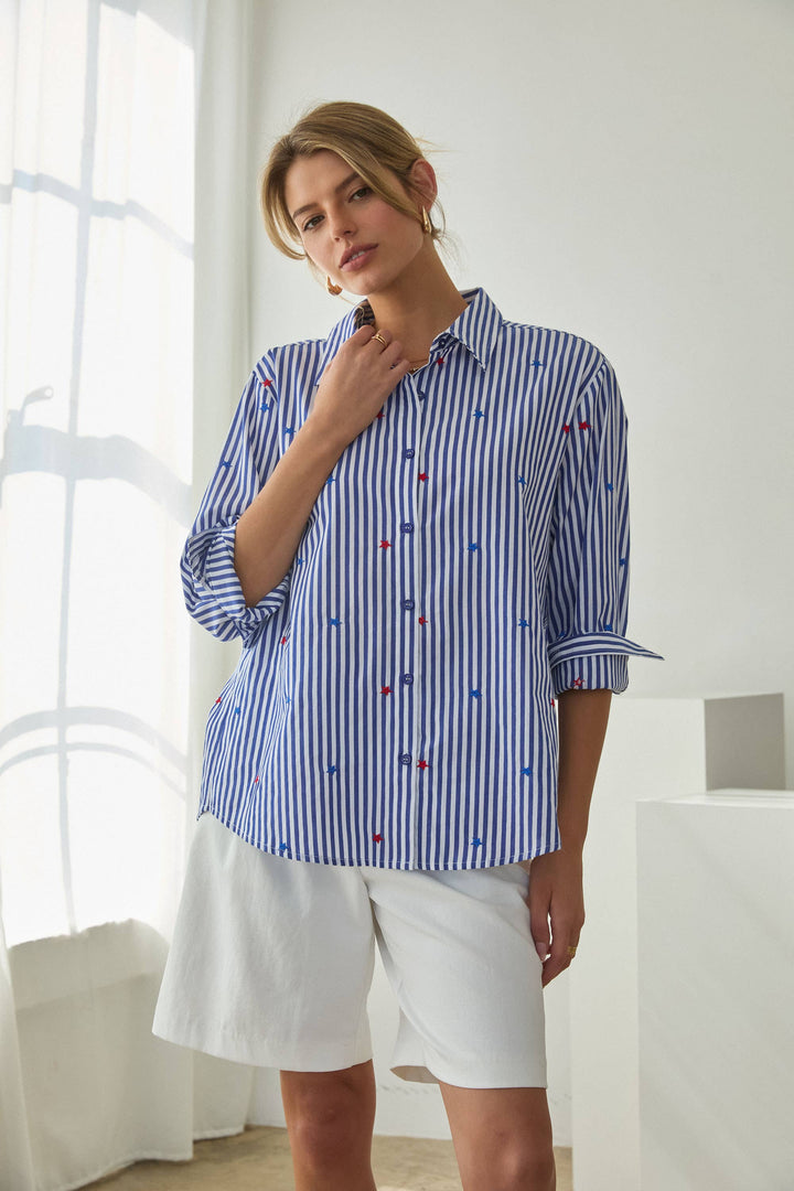 Stars &amp; Stripes Button-Down Blouse