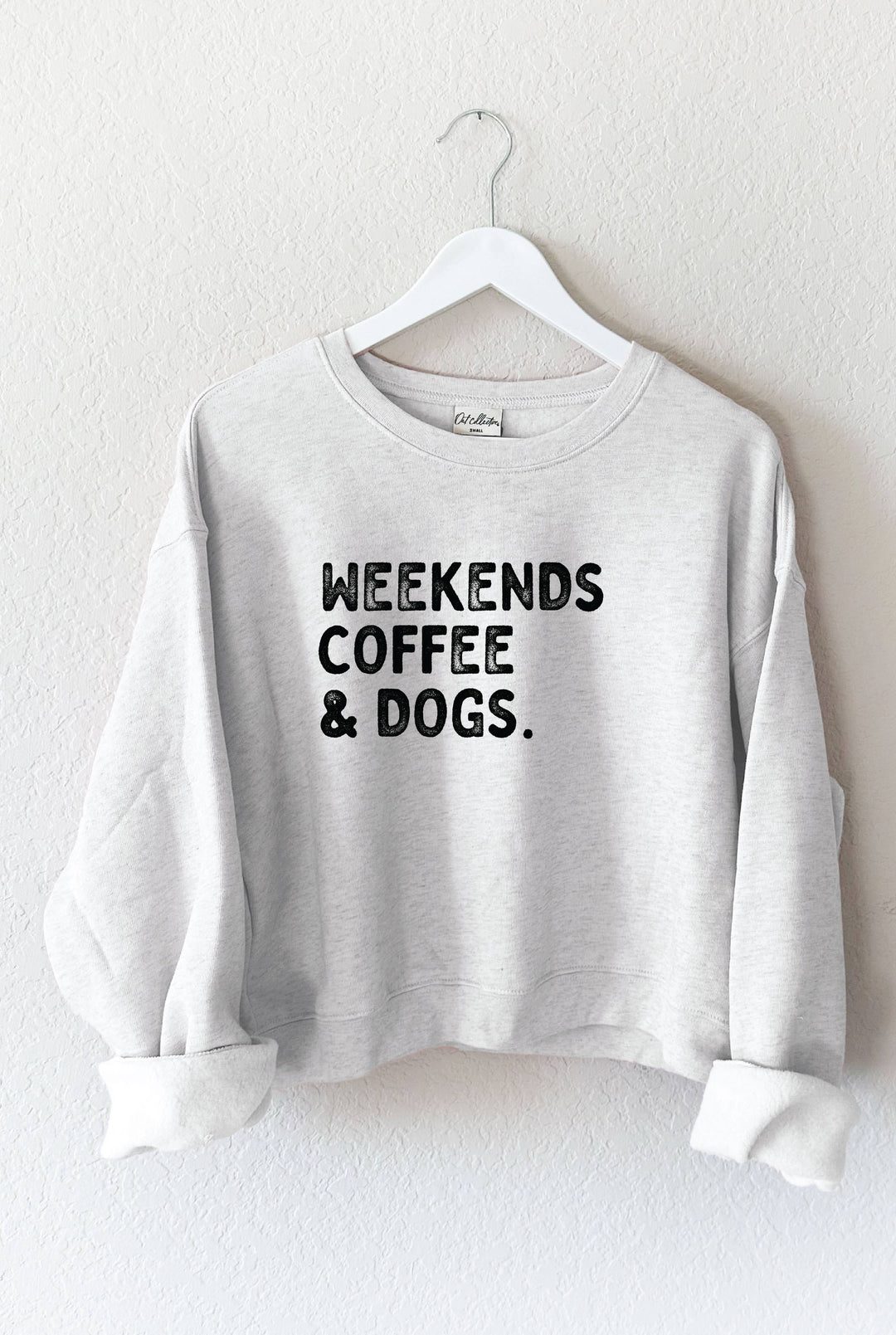 Weekends Coffee &amp; Dogs  Mid Graphic Sweatshirt: White Heather