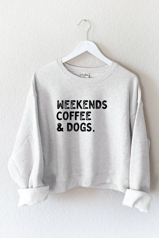 Weekends Coffee & Dogs  Mid Graphic Sweatshirt: White Heather