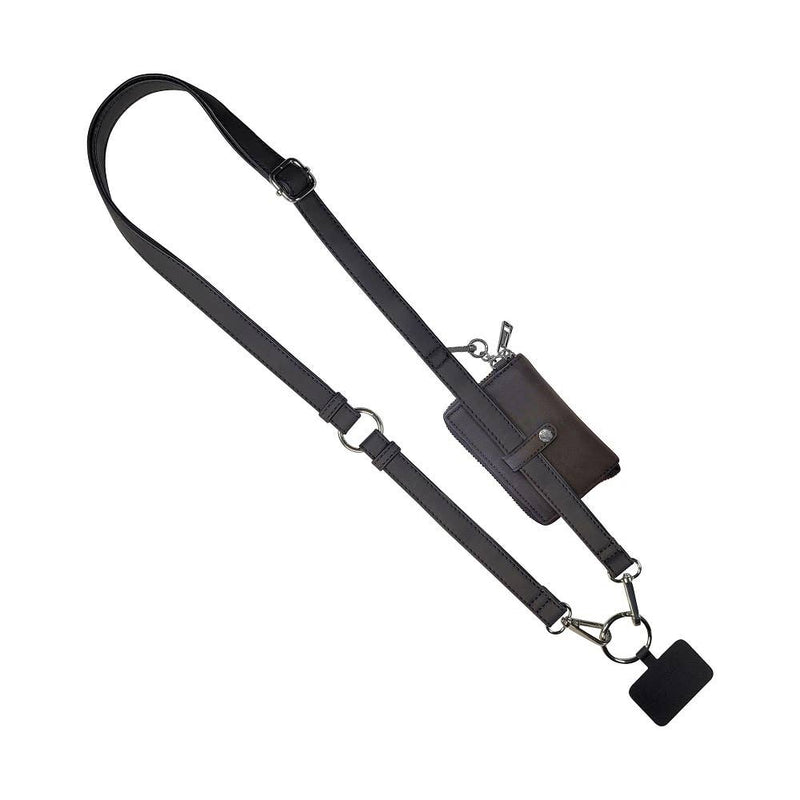 Clip & Go Brushed Vegan Leather Phone Lanyard - Rfid Pouch