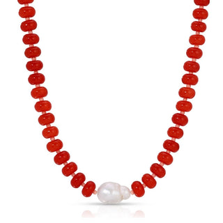 Splendid Iris Stone Necklace with Baroque Pearl