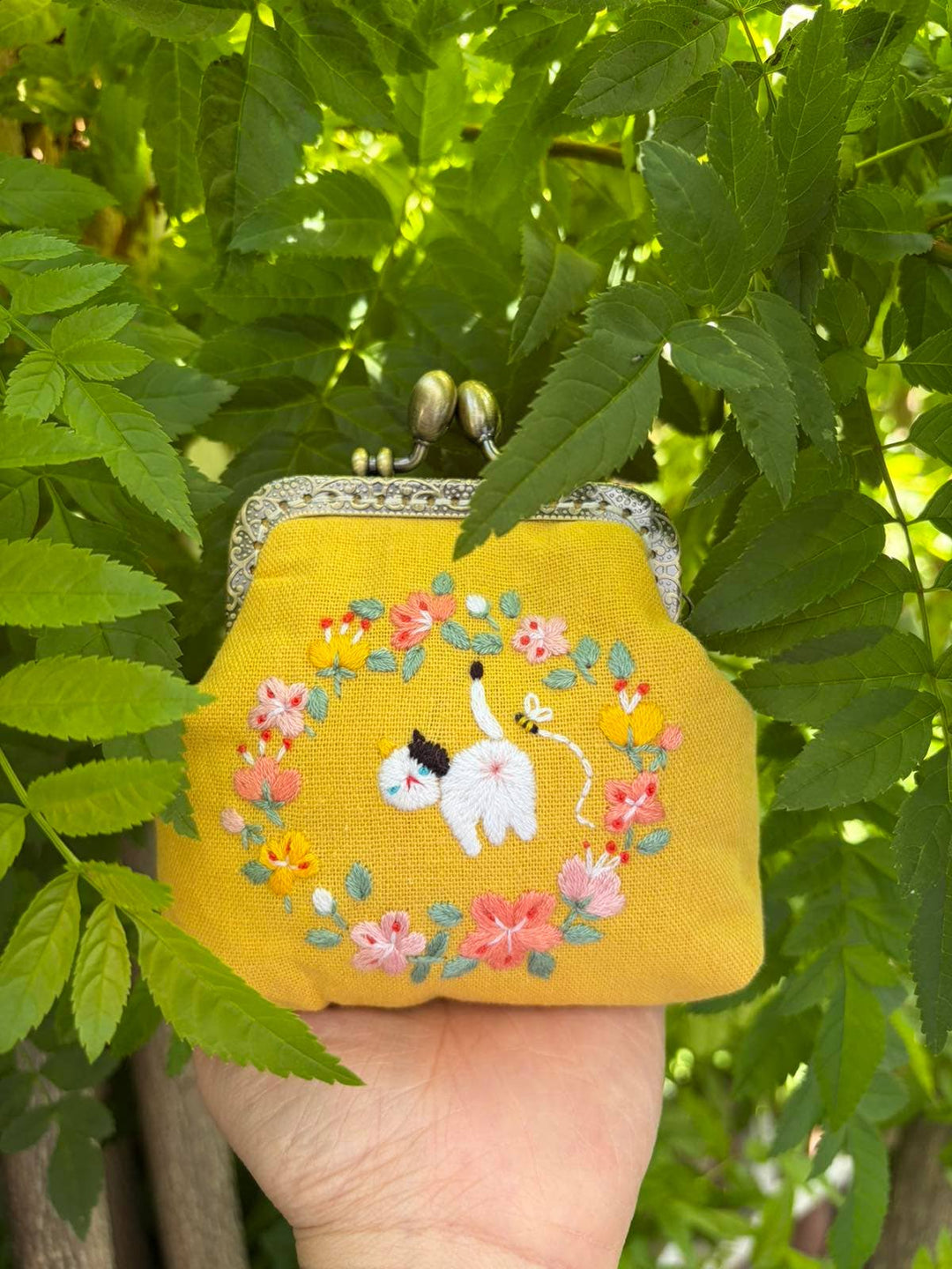 Cat Embroidered Coin Purse  ✅