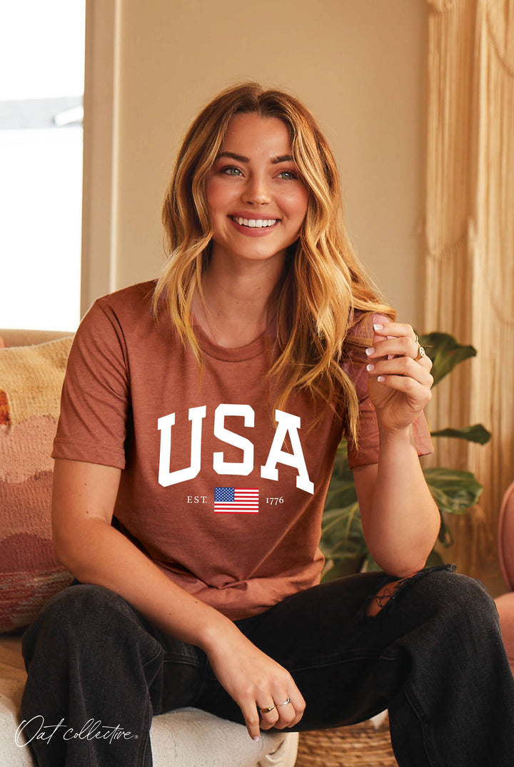 USA EST.1776 Graphic T-shirt Vintage White