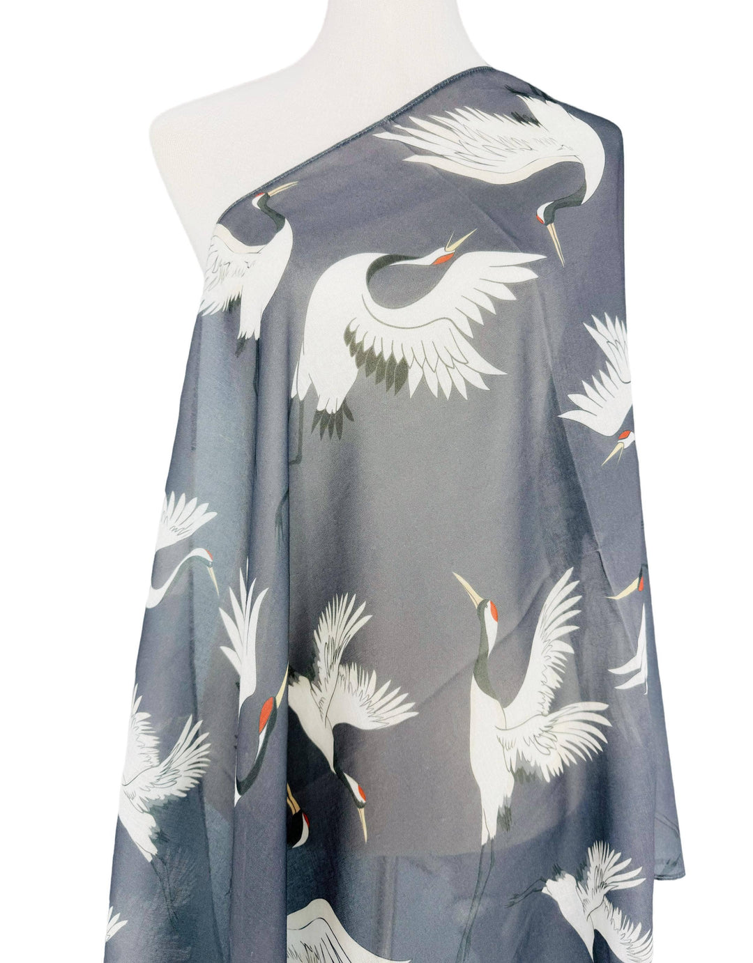 Grey-White Crane Scarf