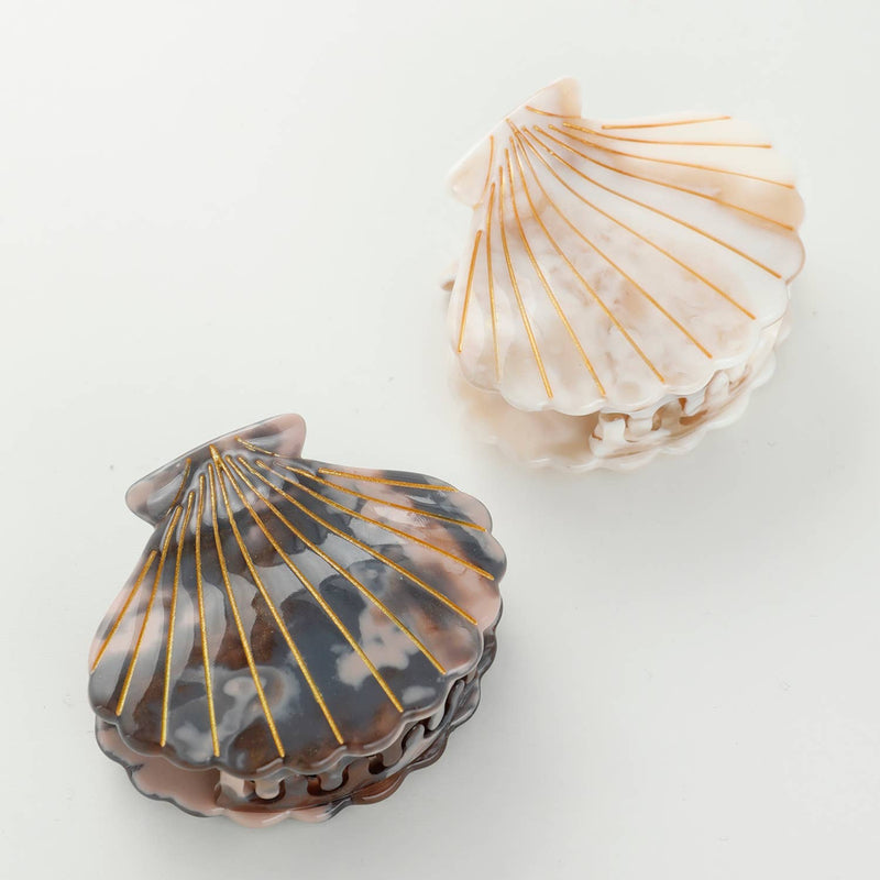 Calacatta Seashell | Hand Painted Seashell Claw Clip