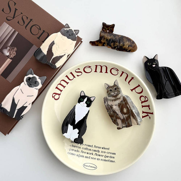 Playful Cat Hair Clip, Animal Acetate Hair Claw