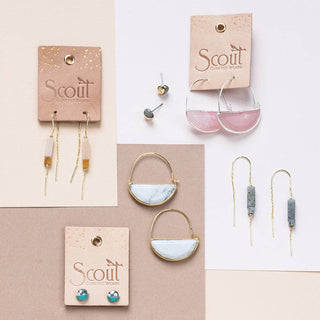 Scout Rectangle Stone Earring - Howlite/Black/Gold