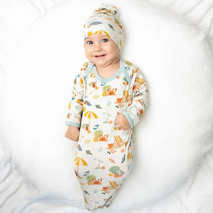 Emerson &amp; Friends Beach Day Bamboo Gown and Hat Newborn Baby Gift Set