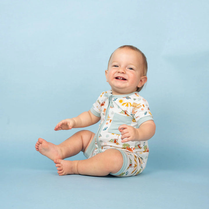 Emerson &amp; Friends Beach Day Bamboo Baby Shortie Romper
