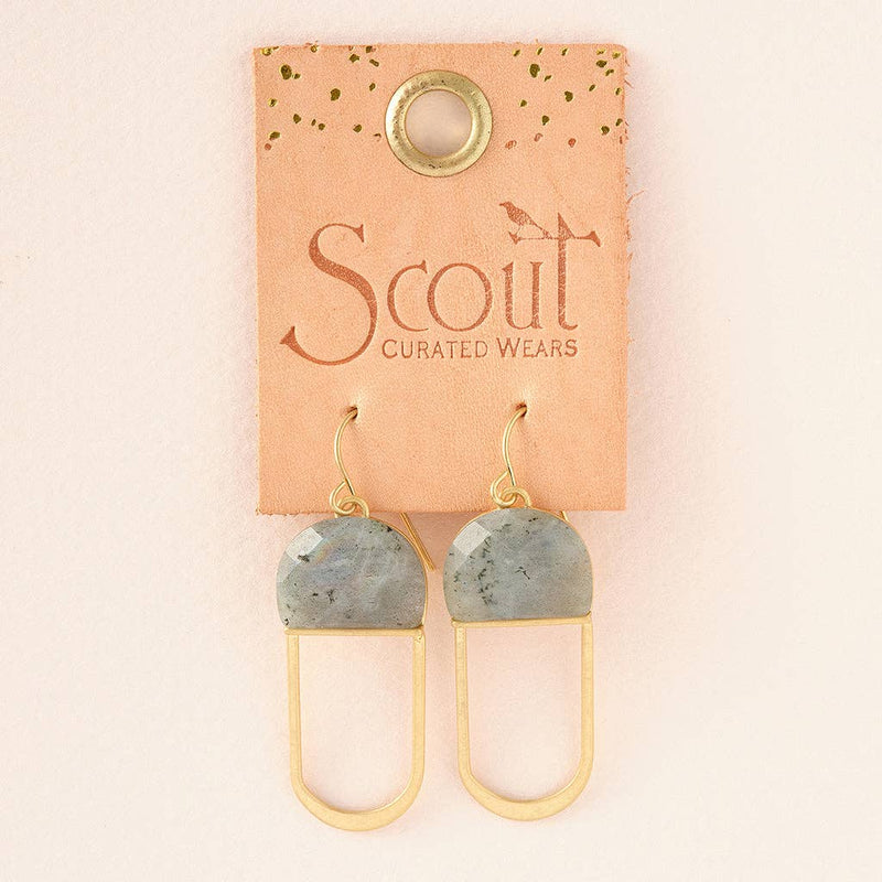 Modern Stone Chandelier Earring - Labradorite/Gold