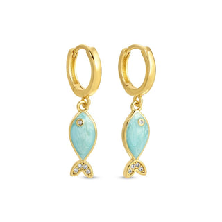 Splendid Iris Petite Colorful Fish Pavé Huggies