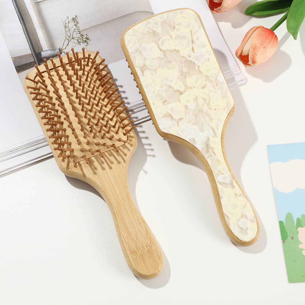 Natural Bamboo Air Cushion Hair Brush with Acetate