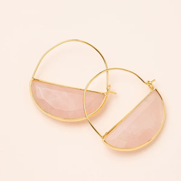 Scout Curated Wears - Stone Prism Hoop Earring - Rose Quartz/Gold