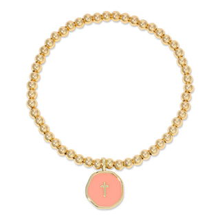 Splendid Iris Classic Enamel Cross Beaded Stretch Bracelet