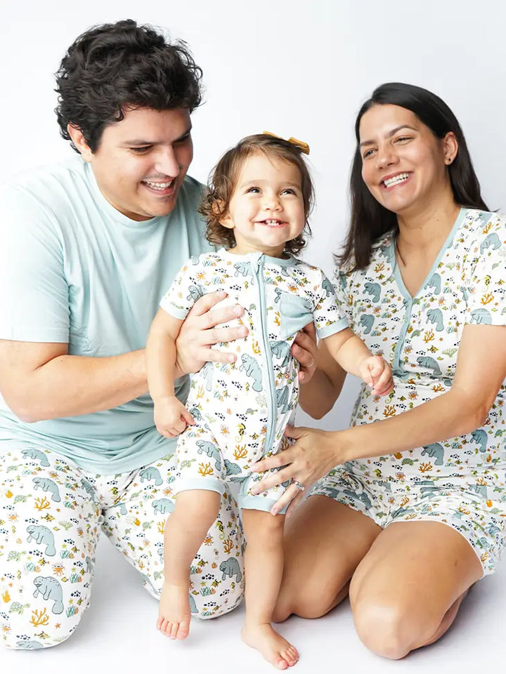 Emerson &amp; Friends Manatee Bamboo Baby Boy Shortie Romper SR-104