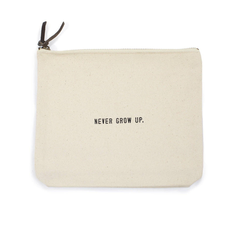 Never Grow Up Canvas Zip Bag 8.5"x7.5"