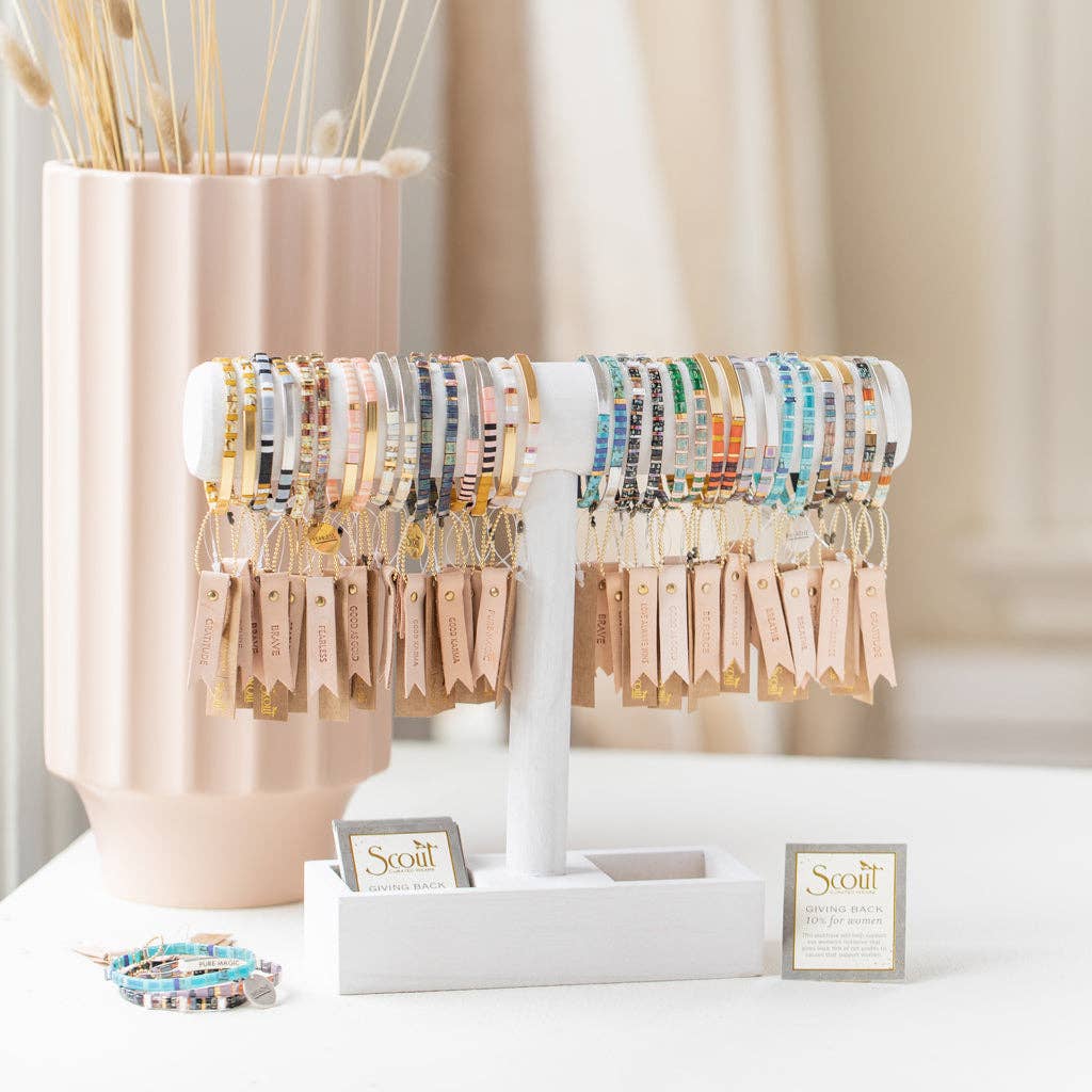 Good Karma Miyuki Bracelet | Good As Gold - Aqua Multi/Gold