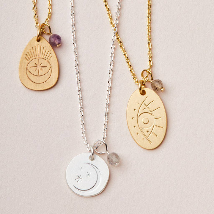 Stone Intention Charm Necklace - Amethyst/Gold