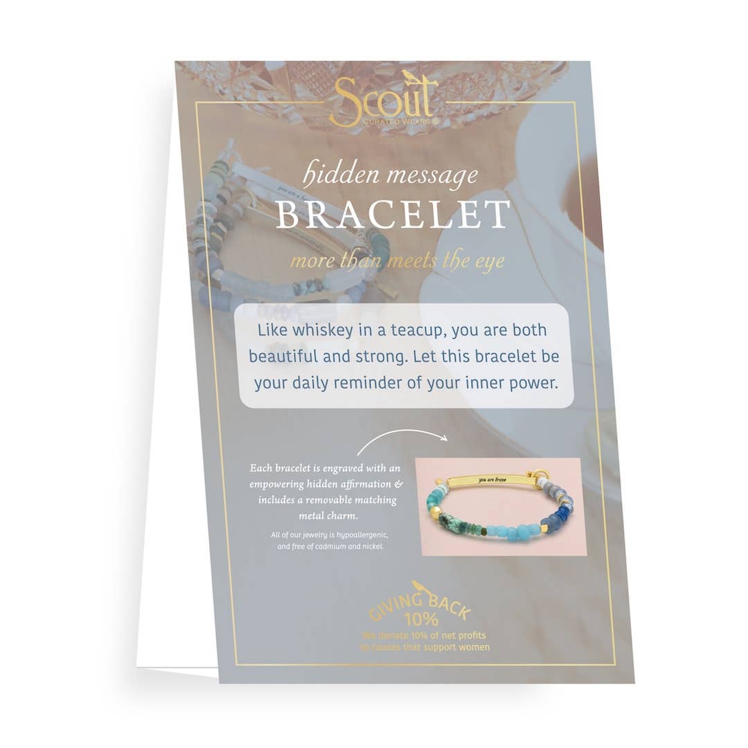 Hidden Message Bracelet - Brave/African Turquoise/Gold