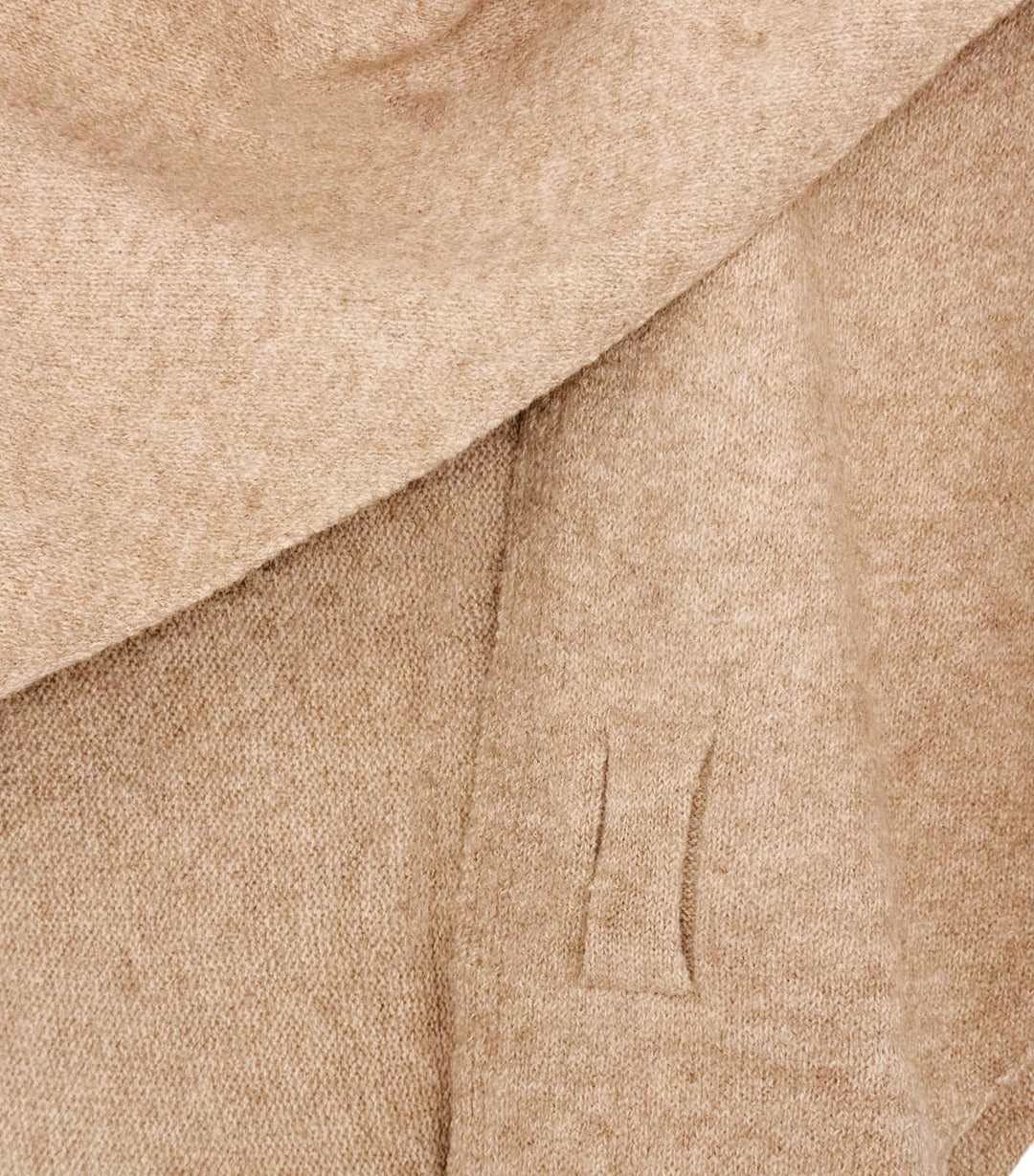 Cashmere-Blend Knit Triangle Shawl with Cross-Front Design