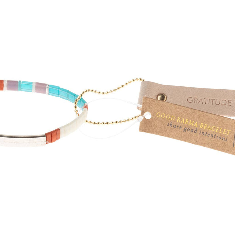 Good Karma Miyuki Bracelet | Gratitude - Turquoise/Orange