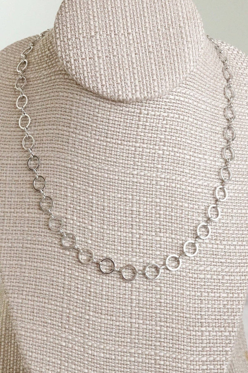 Small circle hoop links dainty chain necklace Gold Silver