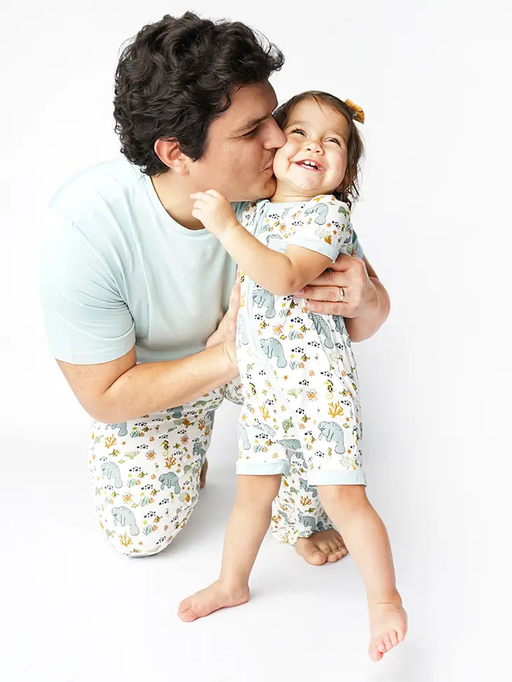 Emerson &amp; Friends Manatee Bamboo Baby Boy Shortie Romper SR-104