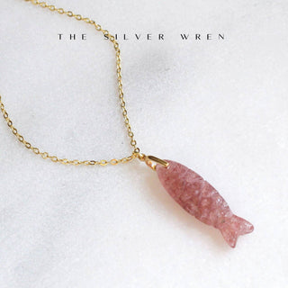 Gemstone Fish Pendant Necklace