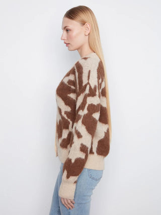 Charlie B Cow Print V-Neck Cardigan - Ranch