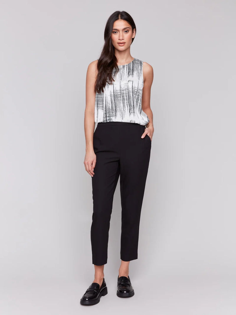 Charlie B Crepe Pull-On Cropped Pants - Black