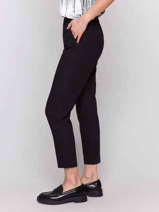 FINAL SALE Charlie B Crepe Pull-On Cropped Pants - Black