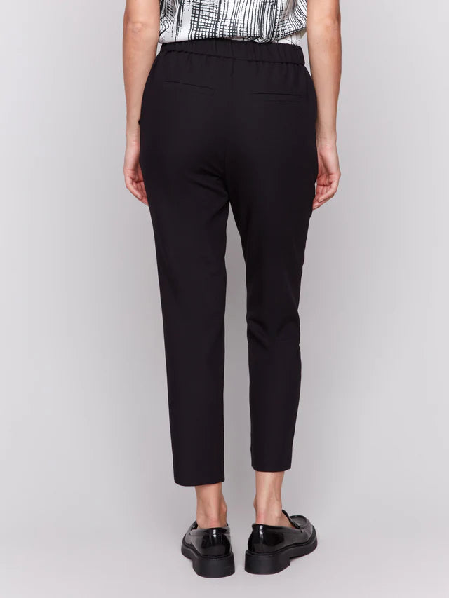 Charlie B Crepe Pull-On Cropped Pants - Black
