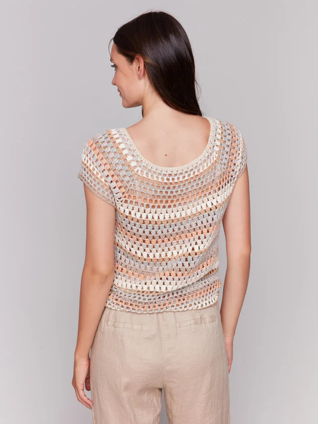 Charlie B Crochet Cap Sleeve Top - Pebble