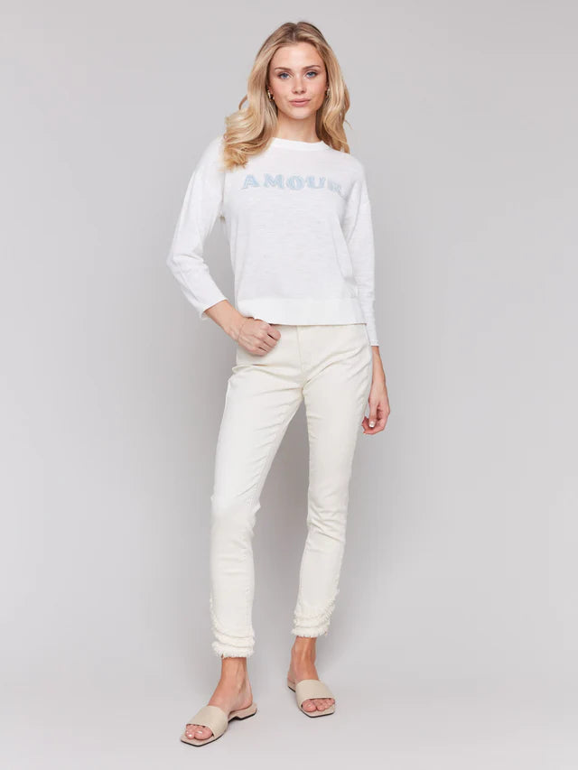 Charlie B Denim Patch Cotton Sweater - Love