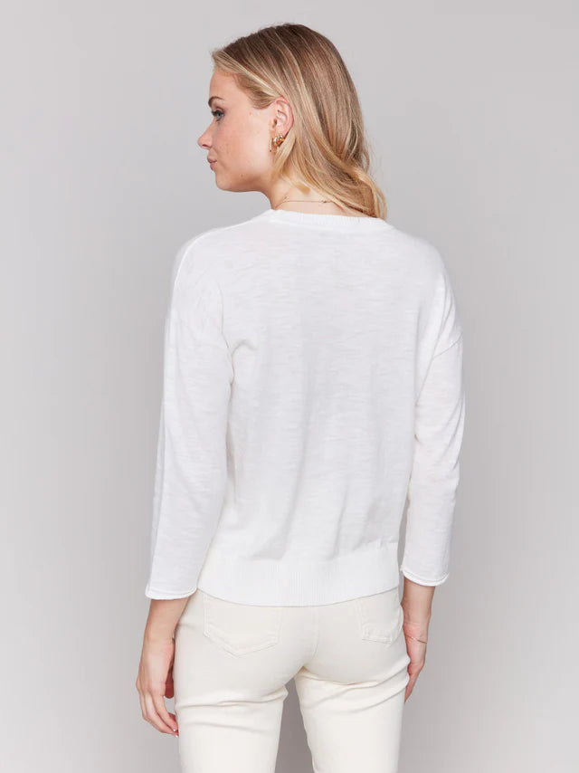 Charlie B Denim Patch Cotton Sweater - Love