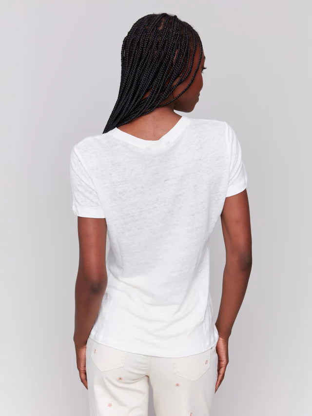 Charlie B Embroidered Cotton V-Neck T-Shirt - Floral