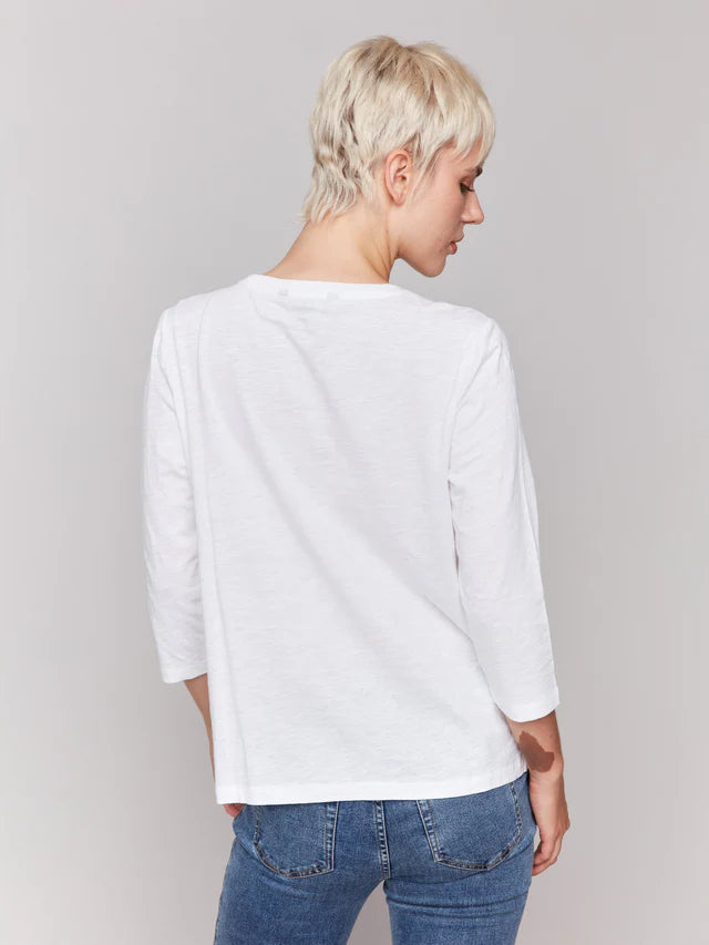 Charlie B Organic Cotton Slub 3/4 Sleeve Top - White