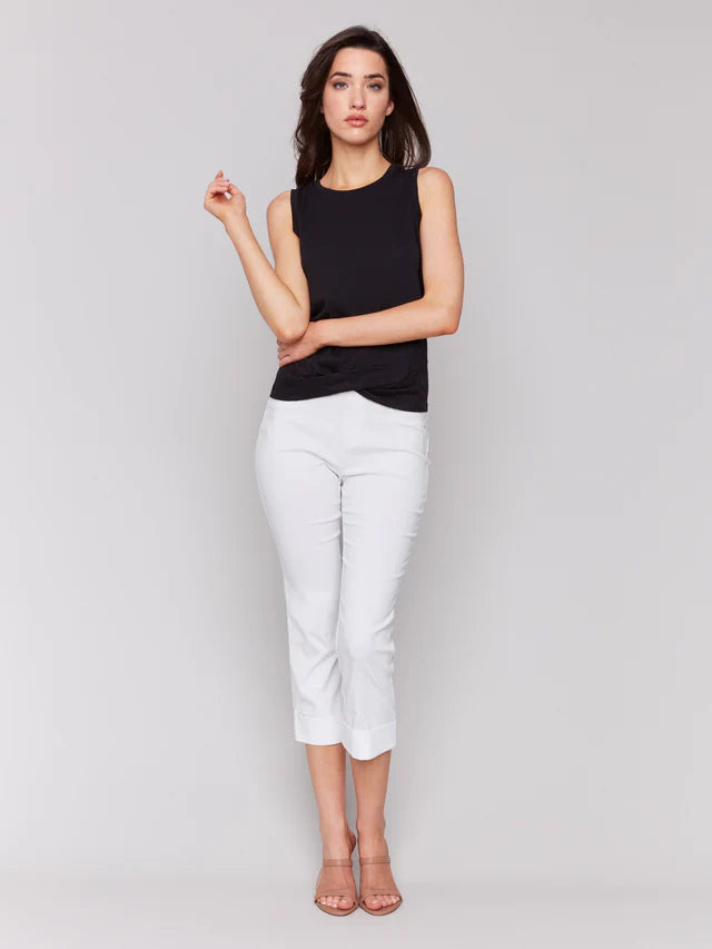 Charlie B Organic Cotton Slub Tank Top with Knot Detail - Black