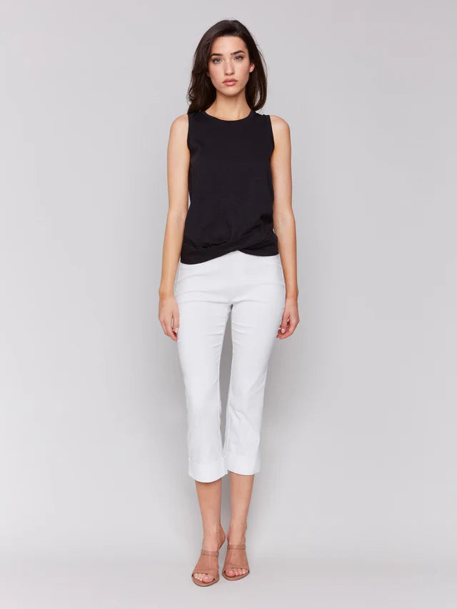 Charlie B Organic Cotton Slub Tank Top with Knot Detail - Black